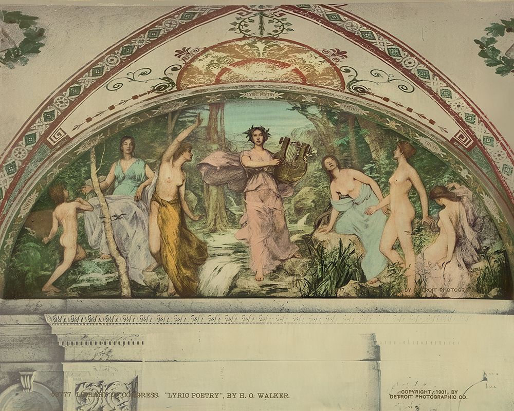 Washington Dc - Library of Congress Lyric Poetry by H O Walker Ca 1901 art print by Vintage Photochrom United States for $57.95 CAD