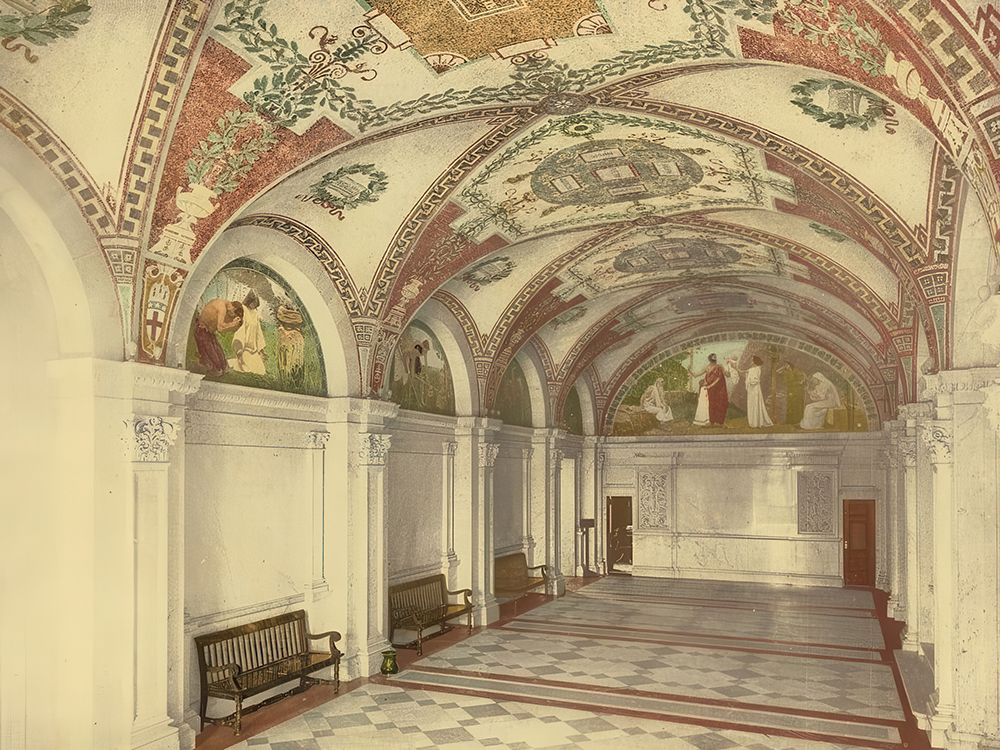 Washington Dc - Library of Congress North Hall Entrance Pavillion Ca 1900 art print by Vintage Photochrom United States for $57.95 CAD