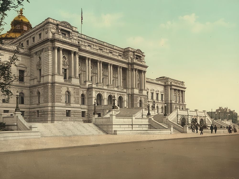 Washington Dc - West Facade Library of Congress Ca 1898 art print by Vintage Photochrom United States for $57.95 CAD