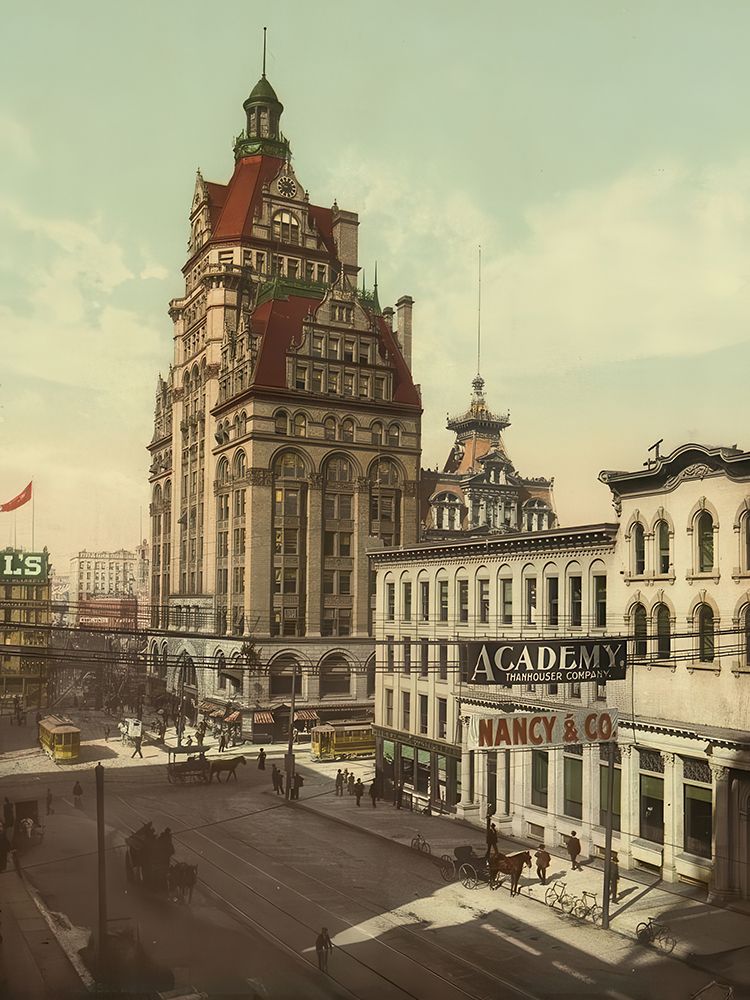 Wisconsin Street Milwaukee Ca 1900 art print by Vintage Photochrom United States for $57.95 CAD