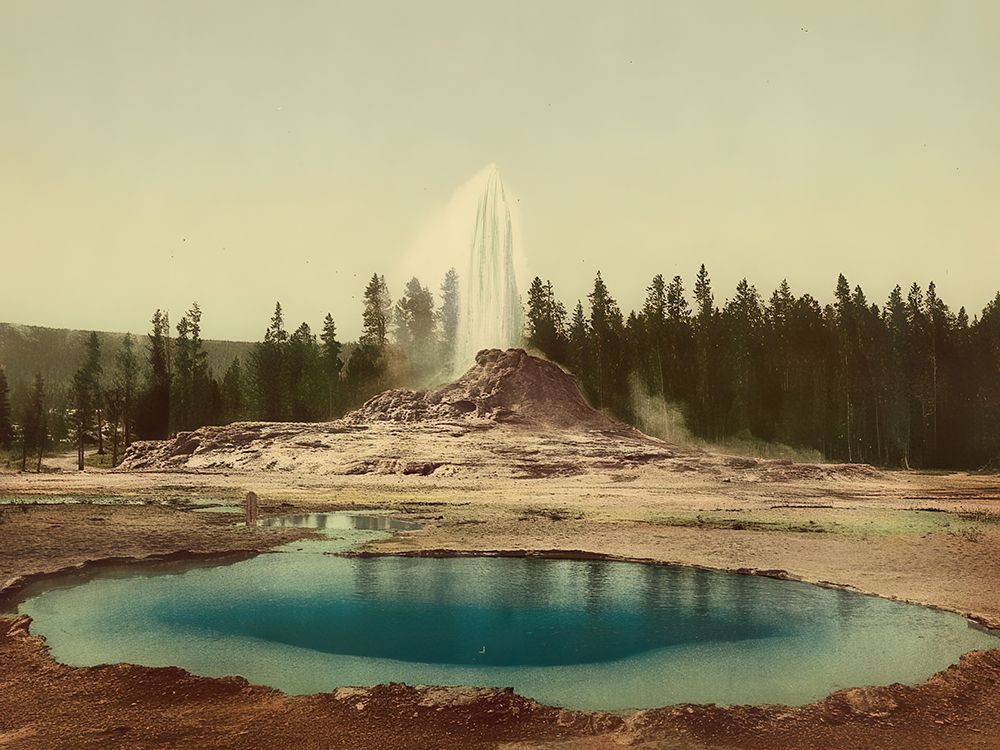 Wyoming - Castle Geyser Yellowstone National Park Ca 1898 art print by Vintage Photochrom United States for $57.95 CAD