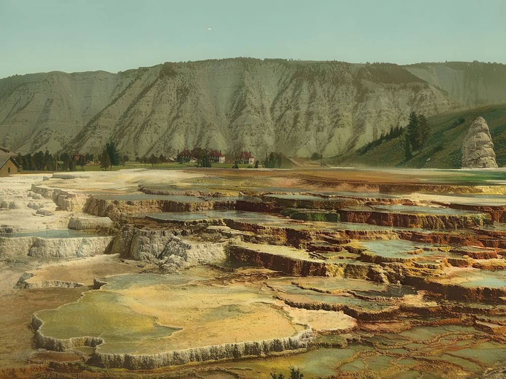 Wyoming - Hymen Terrace Yellowstone National Park Ca 1902 art print by Vintage Photochrom United States for $57.95 CAD