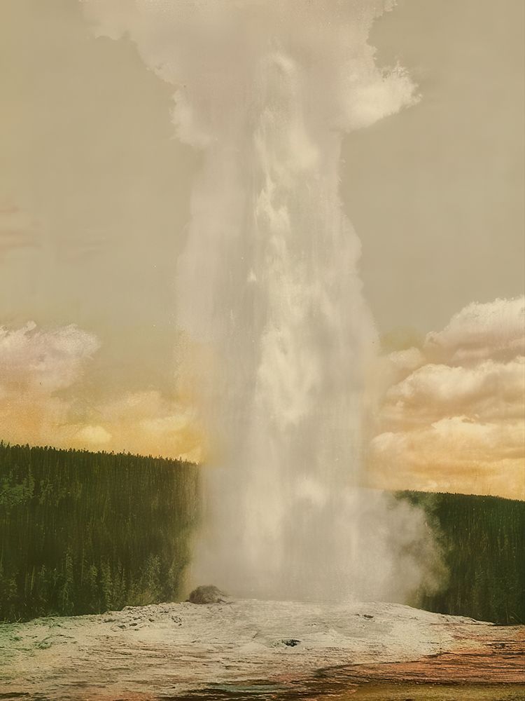 Wyoming - Old Faithful Geyser Yellowstone National Park Ca 1898 art print by Vintage Photochrom United States for $57.95 CAD