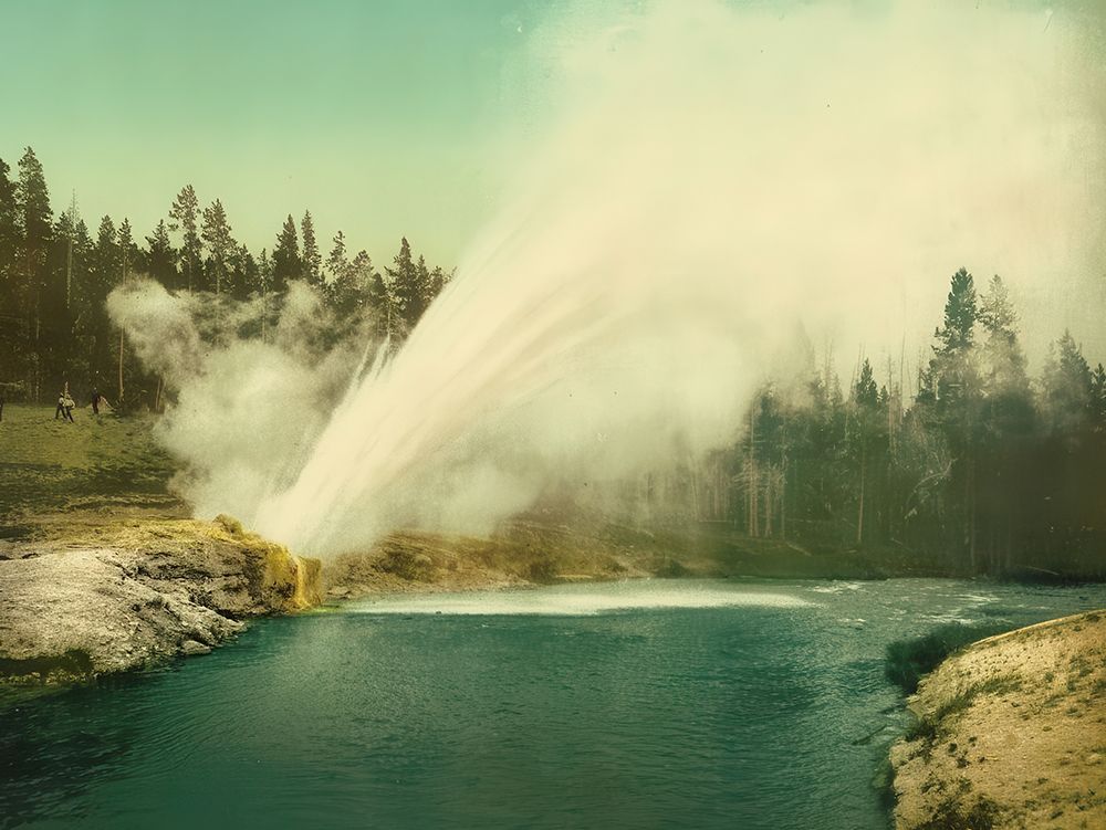 Wyoming - Riverside Geyser Yellowstone Park Ca 1905 art print by Vintage Photochrom United States for $57.95 CAD