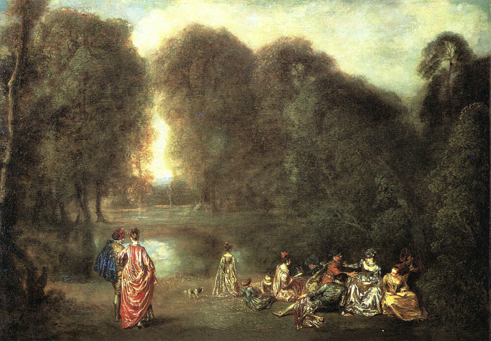 Assemblee Dans Un Parc 1716-17 art print by Antoine Watteau for $57.95 CAD