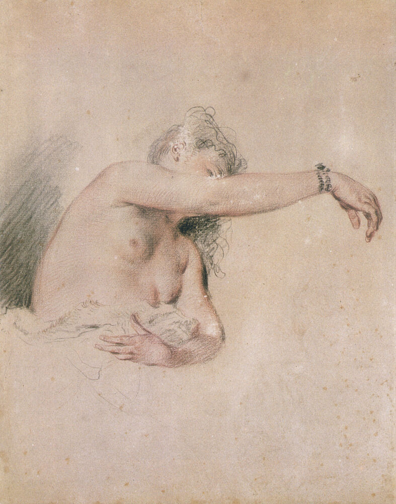 Female Nude with Right Arm Raised 1718-19 art print by Antoine Watteau for $57.95 CAD