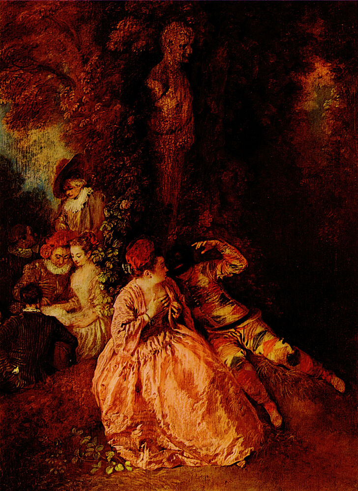 Harlequin and Columbine Ca 1716 art print by Antoine Watteau for $57.95 CAD