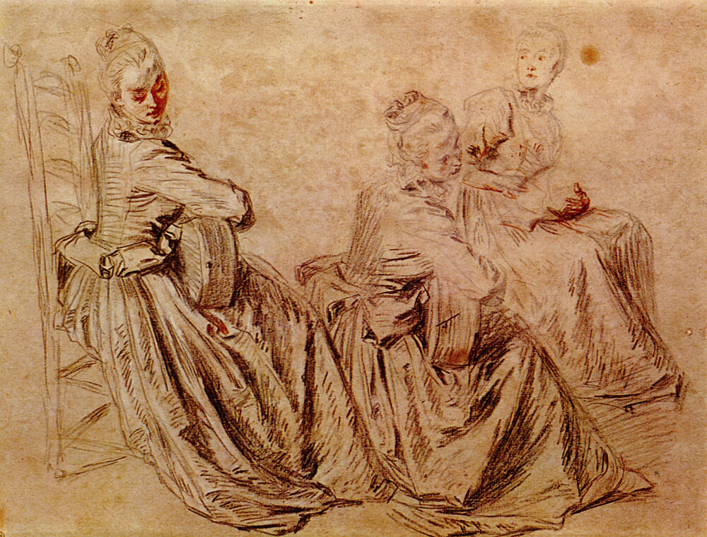 Three Studies of a Woman Ca 1716 art print by Antoine Watteau for $57.95 CAD