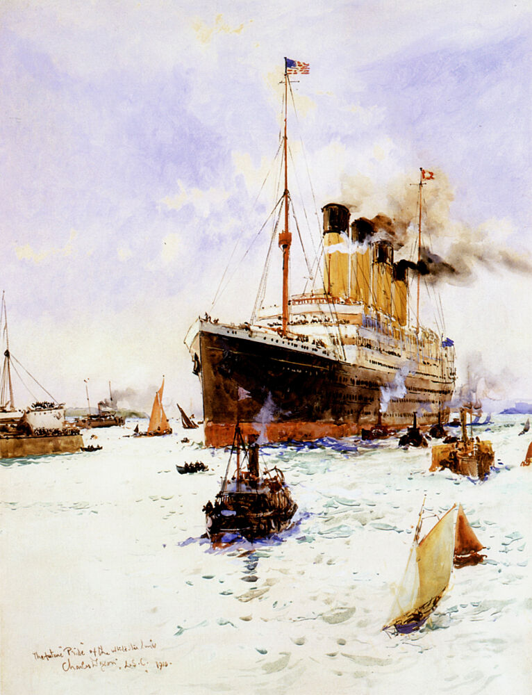 Rms Olympic Leaving Southampton 1910 art print by Charles Edward Dixon for $57.95 CAD