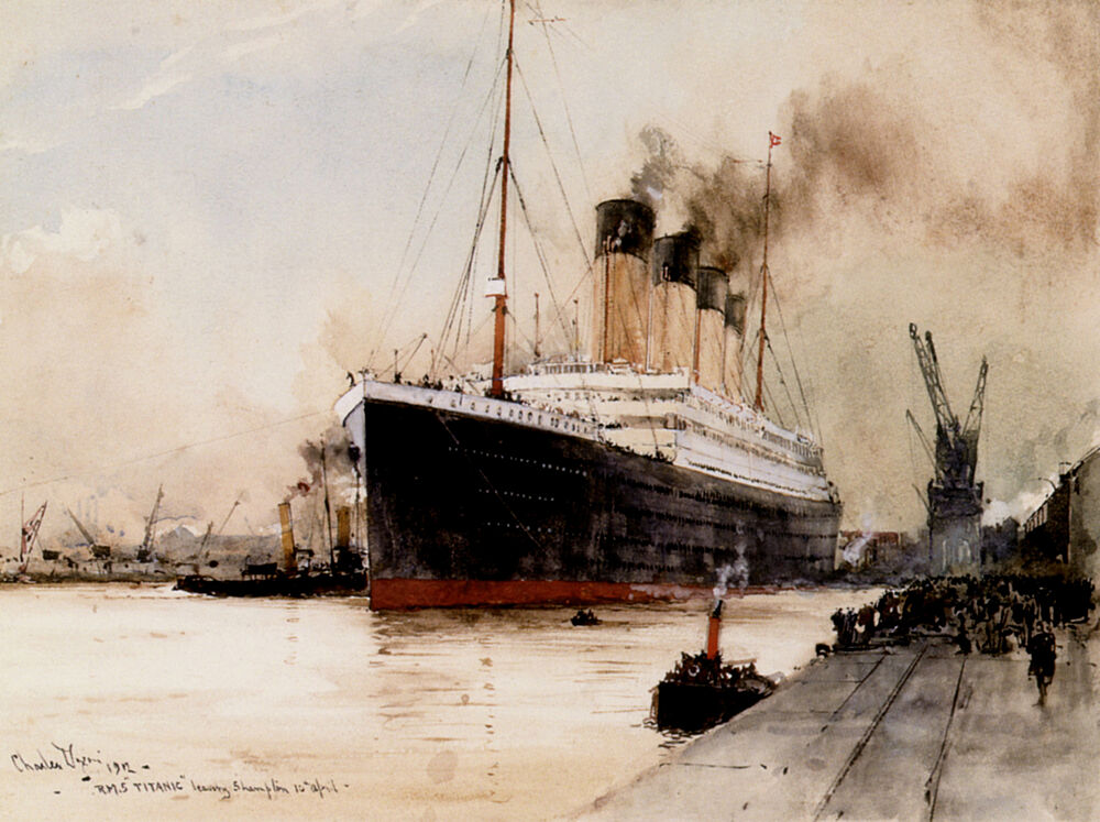 Rms Titanic Clearing the Dockside at Southampton 10th April 1912 art print by Charles Edward Dixon for $57.95 CAD