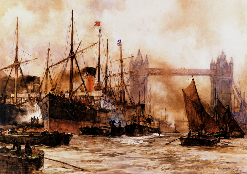 The Pool of London Looking West art print by Charles Edward Dixon for $57.95 CAD