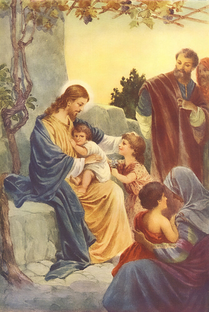 Suffer Little Children to Come Unto Me, the Life of Jesus C.1930 art print by W.J. Gibbs for $57.95 CAD