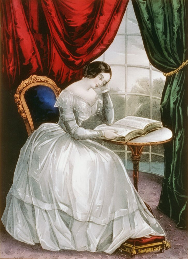 Reading the Bible, Print 1848 art print by N. Currier for $57.95 CAD