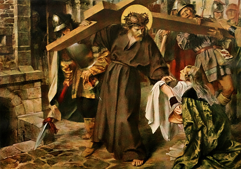 Christ Carrying Cross, Christliche Kunst 2 1905 art print by Vintage Christian Art for $57.95 CAD