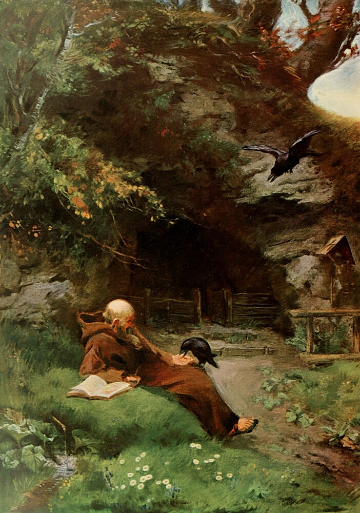 Friar with Raven, Christliche Kunst 4 1907 art print by Vintage Christian Art for $57.95 CAD