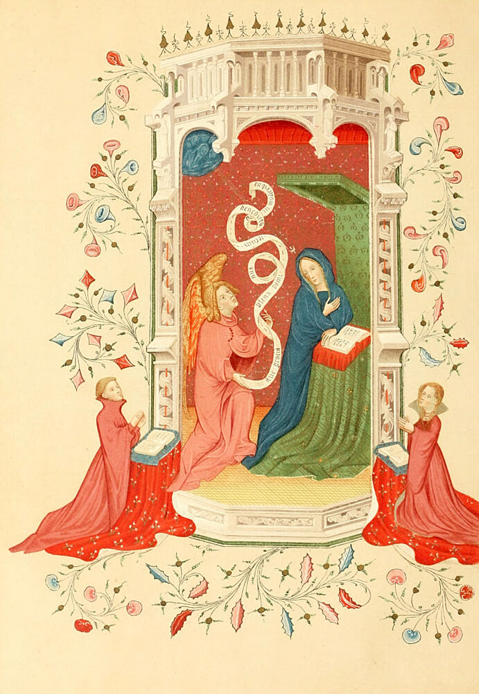 Annunciation, English Illuminated Manuscripts 1895 art print by Vintage Christian Art for $57.95 CAD