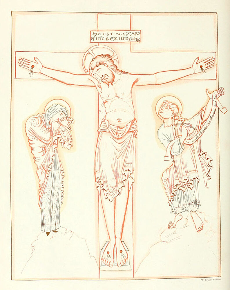 Christ on Cross, English Illuminated Manuscripts 1895 art print by Vintage Christian Art for $57.95 CAD