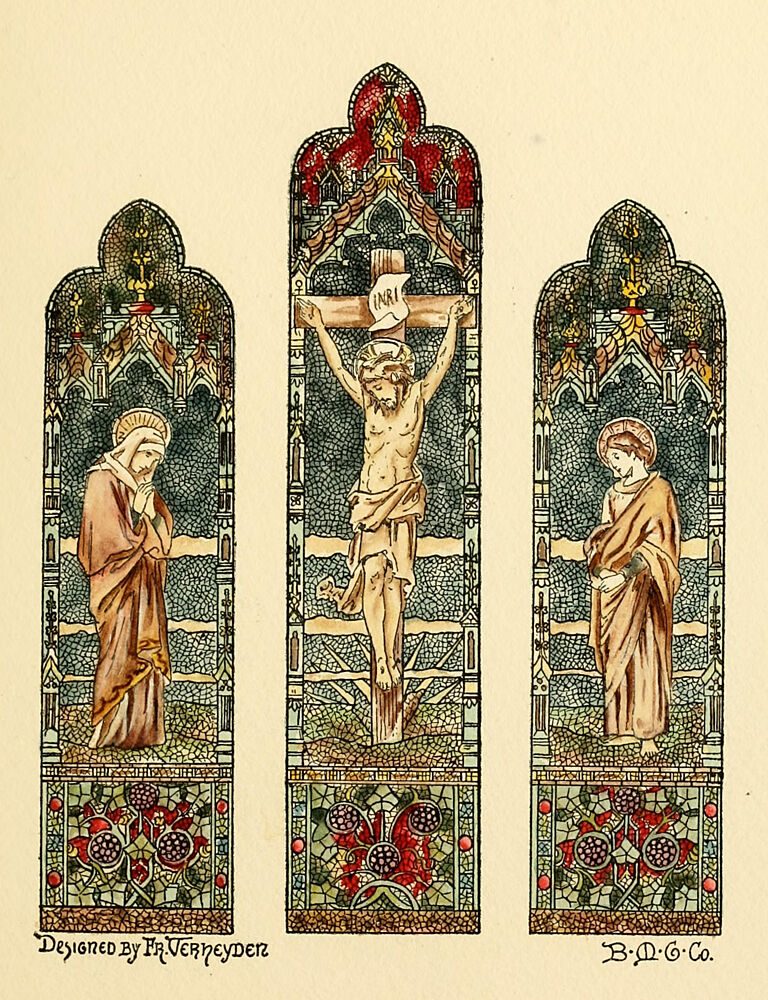 Christ on Cross Stained Glass, Belcher Mosaic Glass 1886 art print by Fr Verheyden for $57.95 CAD