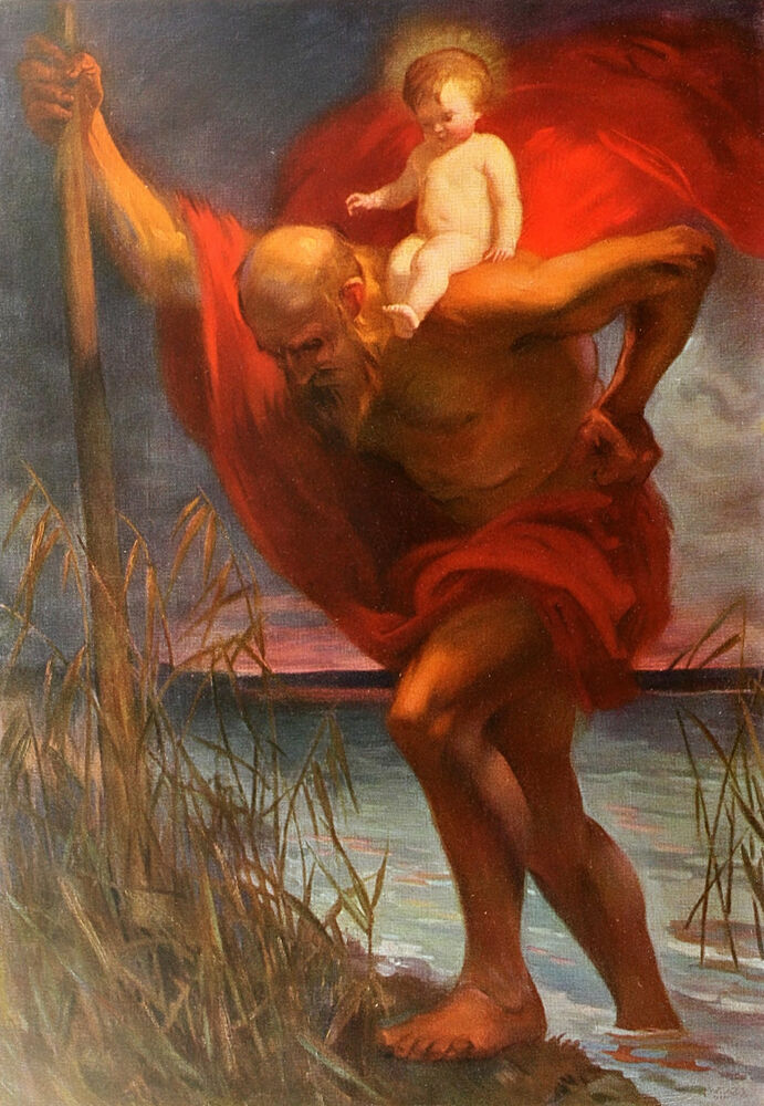St. Christopher, Christliche Kunst 7 1910 art print by Georg Winkler for $57.95 CAD
