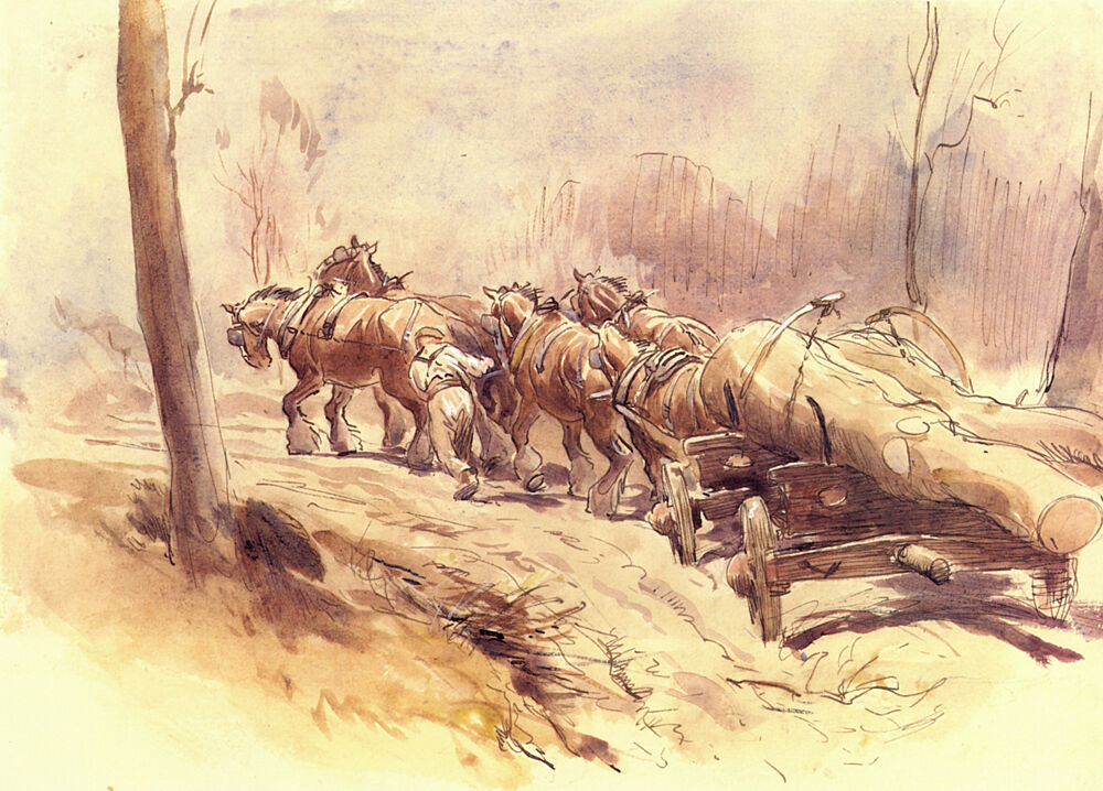 Pulling Logs art print by George Soper for $57.95 CAD