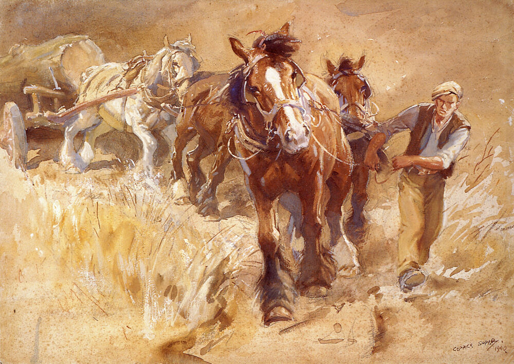 Pushing on the Horses art print by George Soper for $57.95 CAD