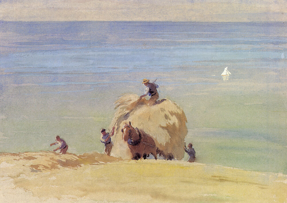 Stacking Hay by the Sea art print by George Soper for $57.95 CAD