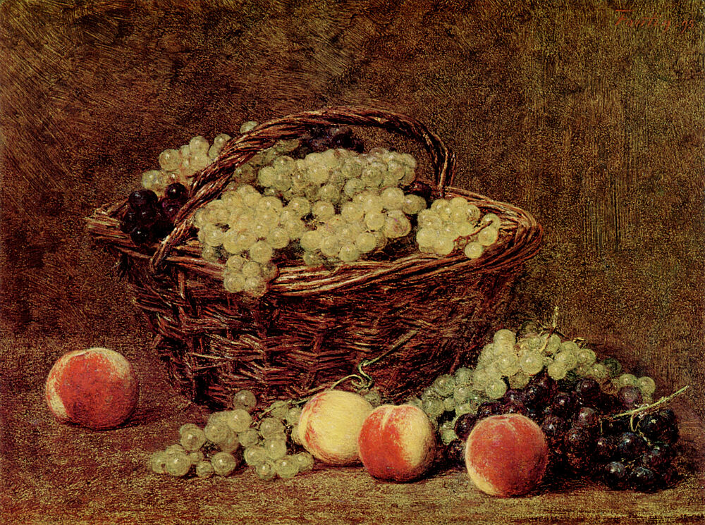 Basket of Grapes and Peaches 1895 art print by Henri Fantin-Latour for $57.95 CAD