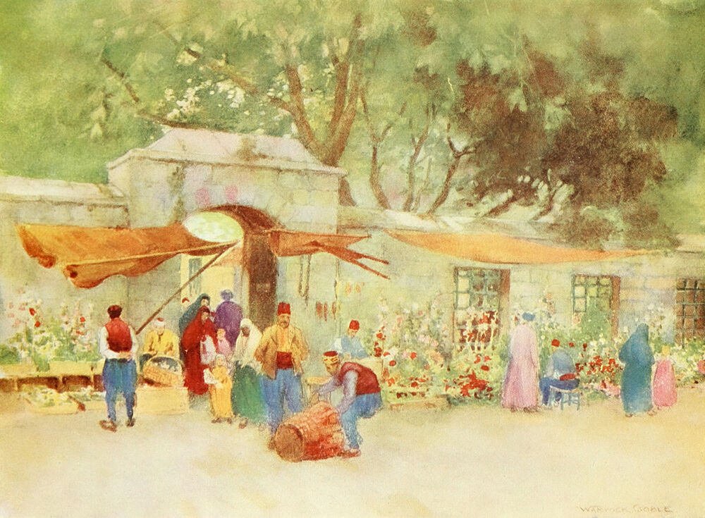 A Flower-Market in Scutari, Constantinople 1906 art print by Warwick Goble for $57.95 CAD