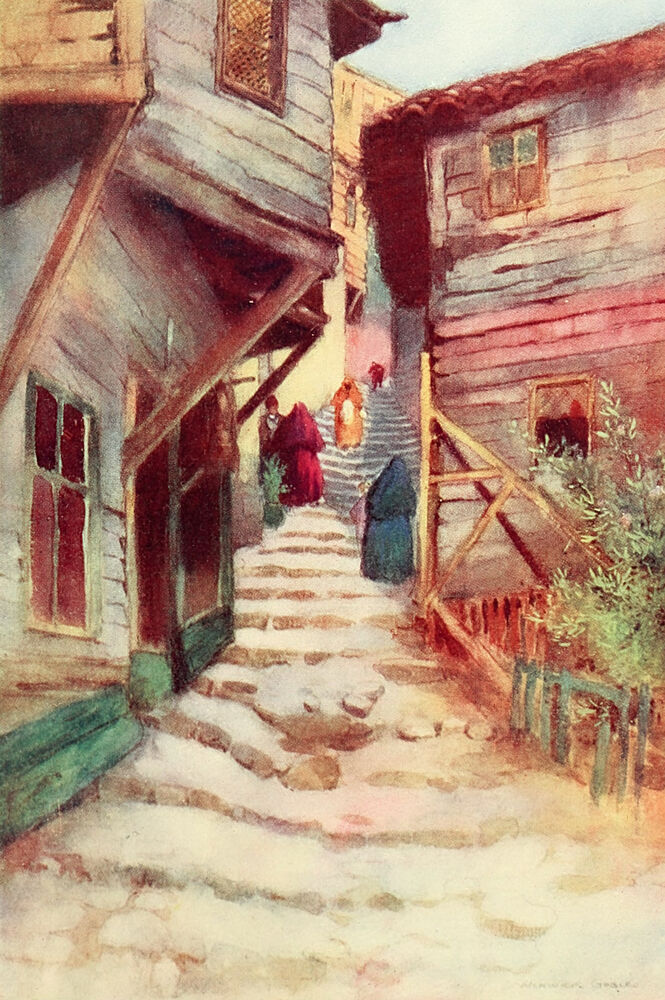 A Step Street, Constantinople 1906 art print by Warwick Goble for $57.95 CAD