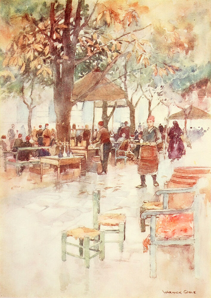 Open-Air Cafe, Stamboul, Constantinople 1906 art print by Warwick Goble for $57.95 CAD