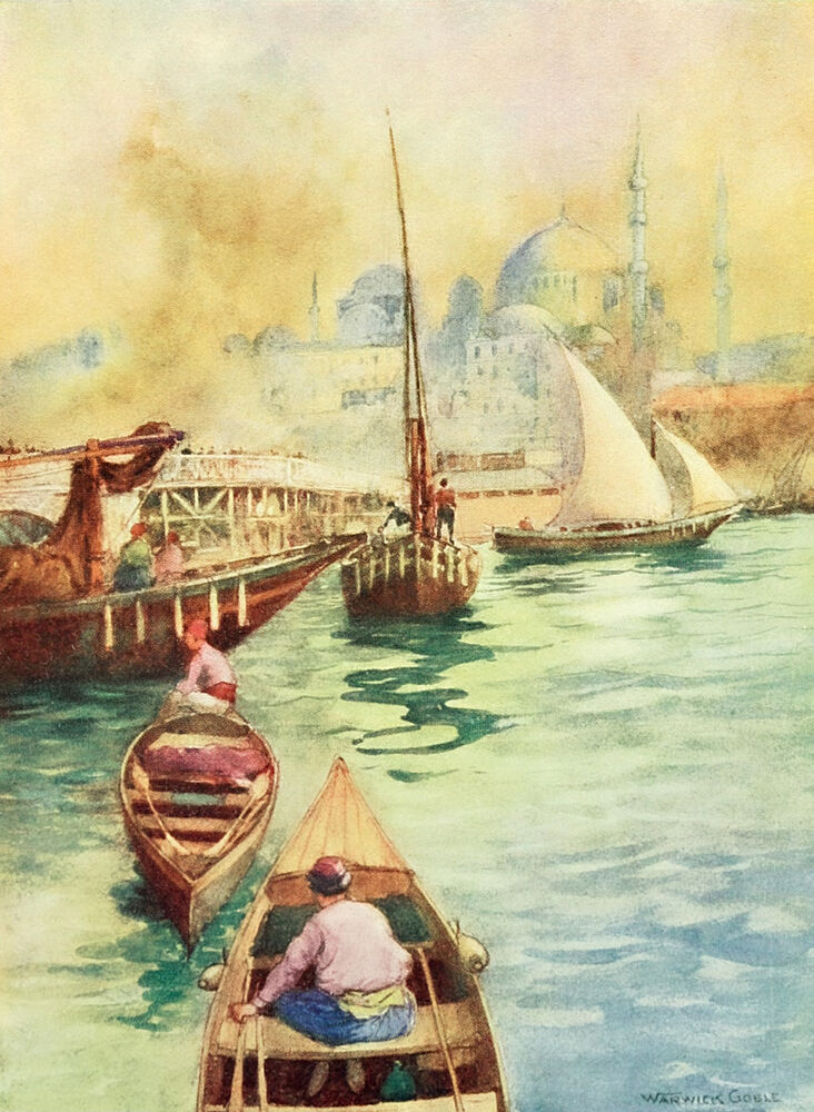 The Bridge from Galata, Constantinople 1906 art print by Warwick Goble for $57.95 CAD