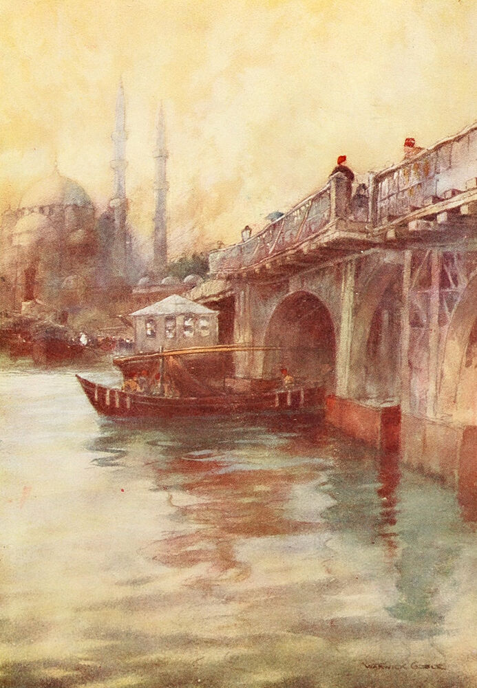The Galata Bridge, Constantinople 1906 art print by Warwick Goble for $57.95 CAD