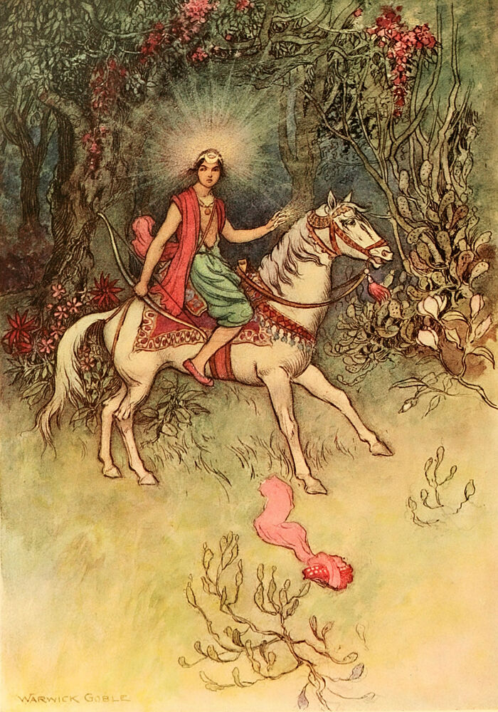 A Bright Light on His Head, Folk Tales of Bengal 1912 art print by Warwick Goble for $57.95 CAD