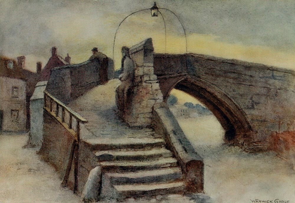 Crowland Abbey, Abbots Bridge, Greater Abbeys of England 1908 art print by Warwick Goble for $57.95 CAD