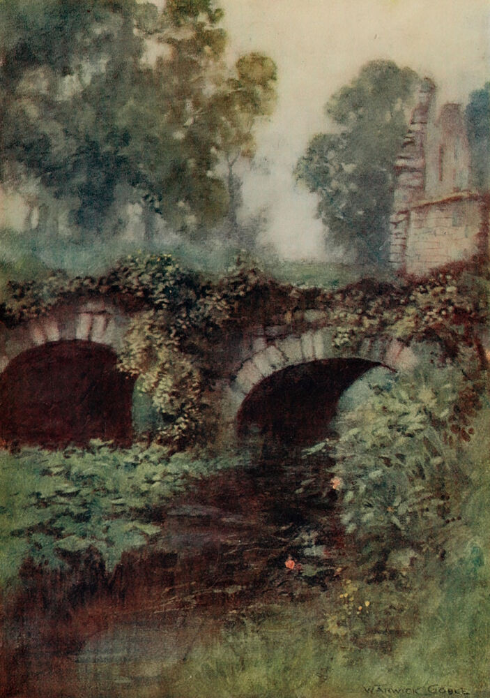 Fountains Abbey, a Bridge, Greater Abbeys of England 1908 art print by Warwick Goble for $57.95 CAD