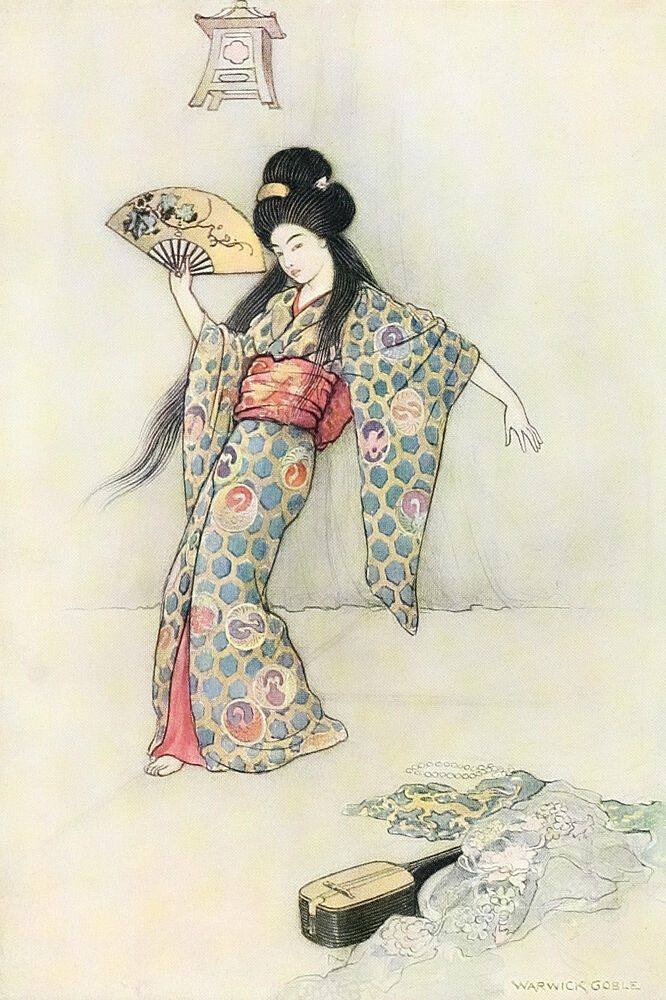 Fan Lady, Green Willow 1910 art print by Warwick Goble for $57.95 CAD