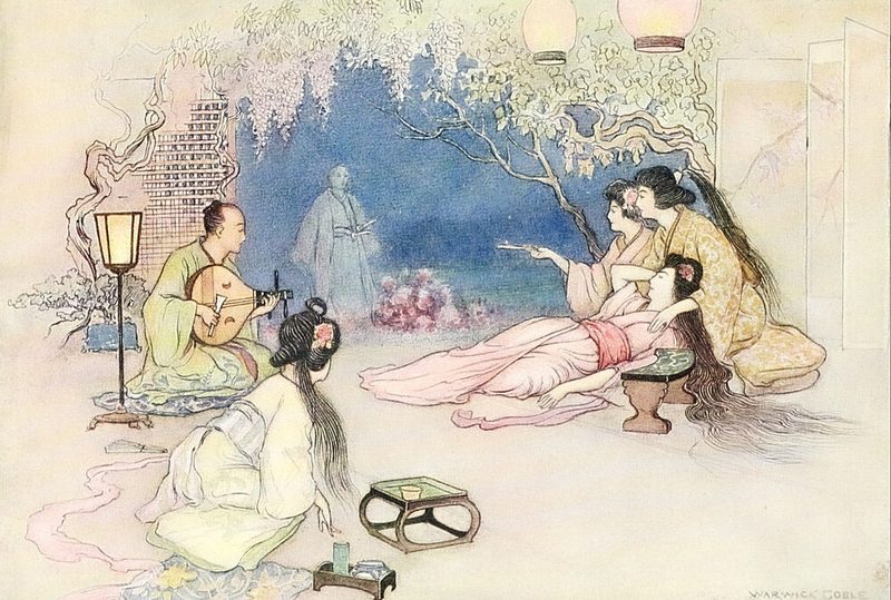 Flower of the Peony, Green Willow 1910 art print by Warwick Goble for $57.95 CAD