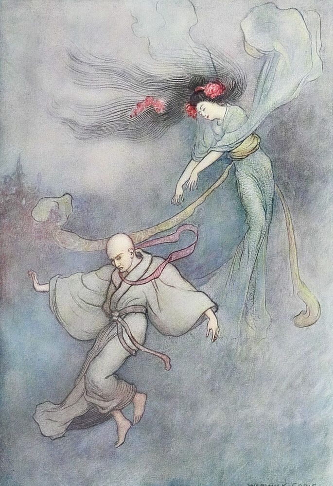 The Bell of Dojoji, Green Willow 1910 art print by Warwick Goble for $57.95 CAD