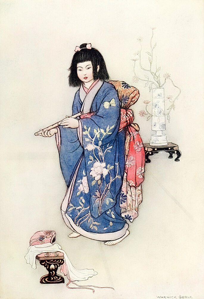 The Flute, Green Willow 1910 art print by Warwick Goble for $57.95 CAD
