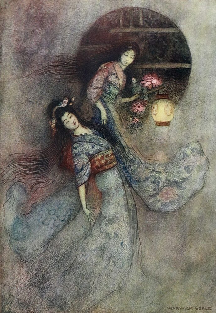 The Peony Lantern, Green Willow 1910 art print by Warwick Goble for $57.95 CAD