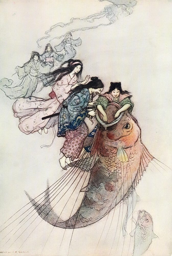 The Sea King and the Magic Jewels 2, Green Willow 1910 art print by Warwick Goble for $57.95 CAD