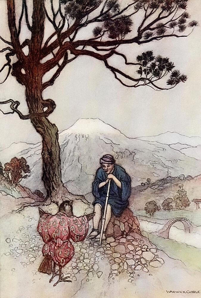 The Tongue-Cut Sparrow, Green Willow 1910 art print by Warwick Goble for $57.95 CAD