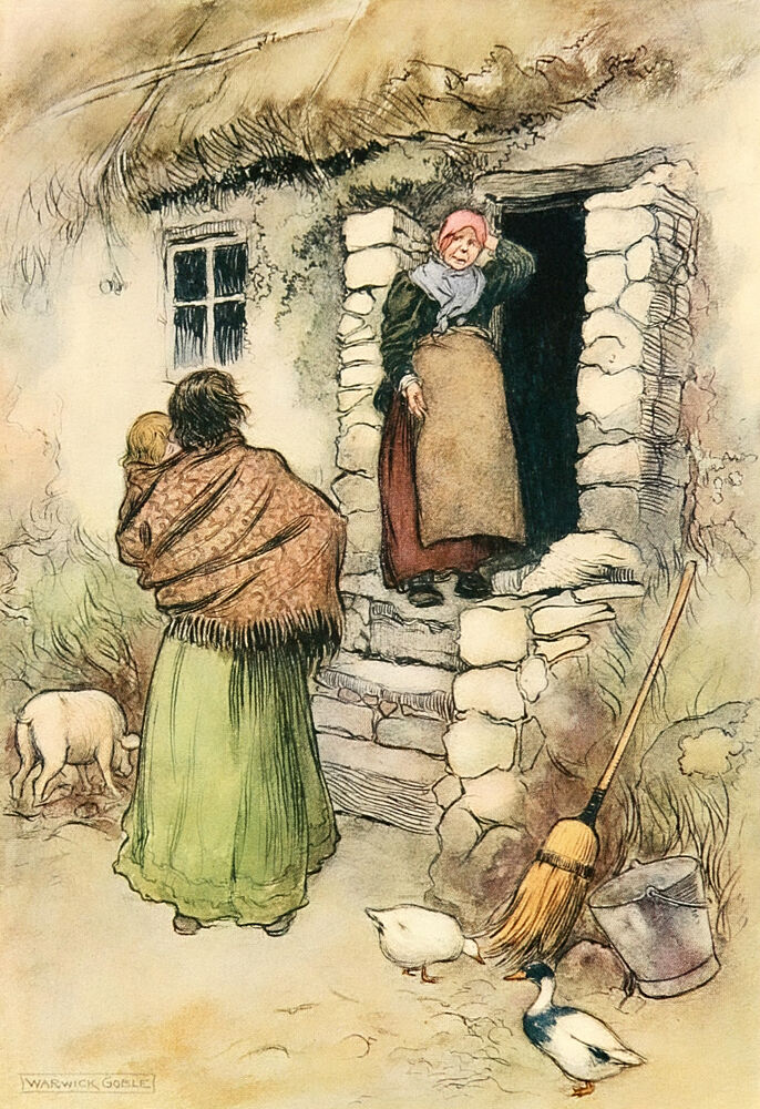 A Call on Mrs. Magarity, Irish Ways 1909 art print by Warwick Goble for $57.95 CAD