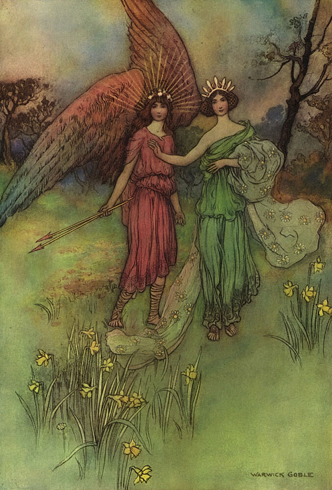 Alceste and the God of Love, Works of Geoffrey Chaucer 1912 art print by Warwick Goble for $57.95 CAD
