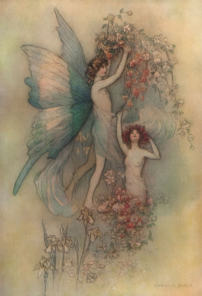 Flora and Zephyr, Works of Geoffrey Chaucer 1912 art print by Warwick Goble for $57.95 CAD