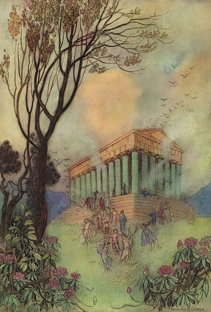 Parliament of Birds, Works of Geoffrey Chaucer 1912 art print by Warwick Goble for $57.95 CAD