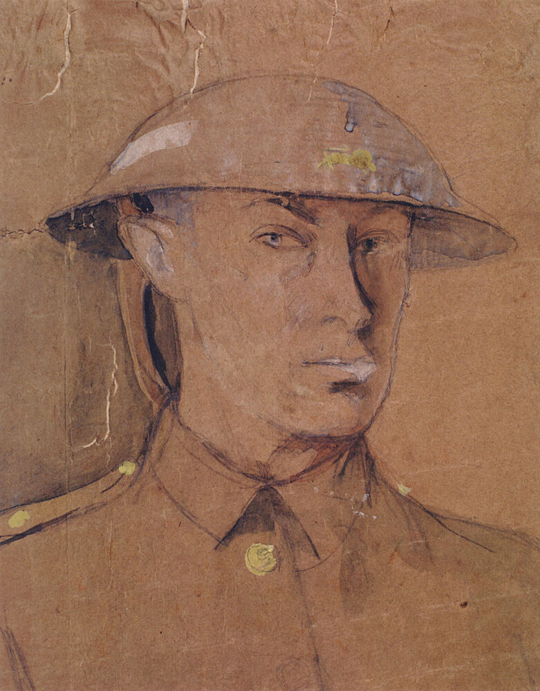 Self-Portrait in a Tin Helmet 1916 art print by Isaac Rosenberg for $57.95 CAD