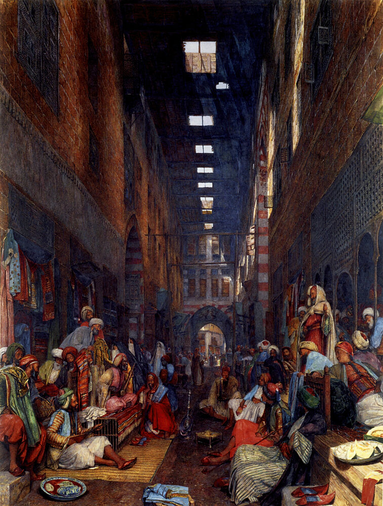 The Bezestein Bazaar, El Khan Khalil, Cairo 1872 art print by John F. Lewis for $57.95 CAD