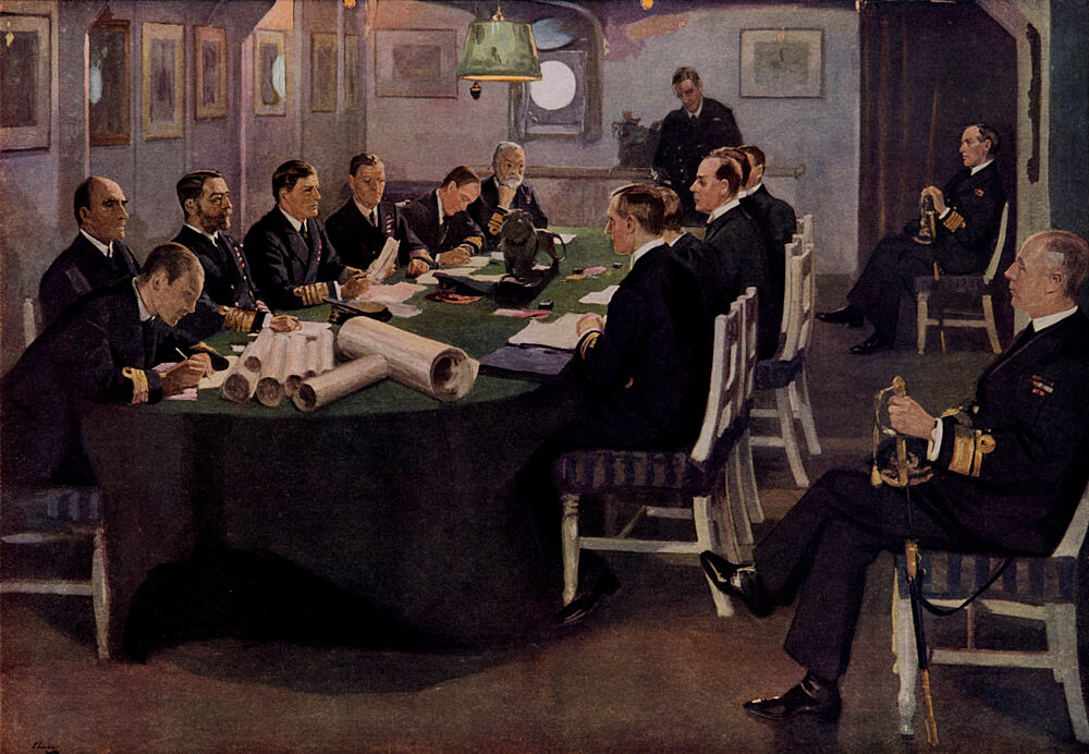 Admiral Sir David Beatty Reading Terms of Armistice to Germans art print by John Lavery for $57.95 CAD