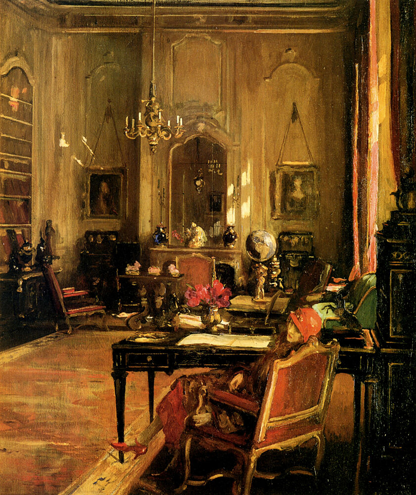 The Red Hat, a Mayfair Drawing Room 1925 art print by John Lavery for $57.95 CAD